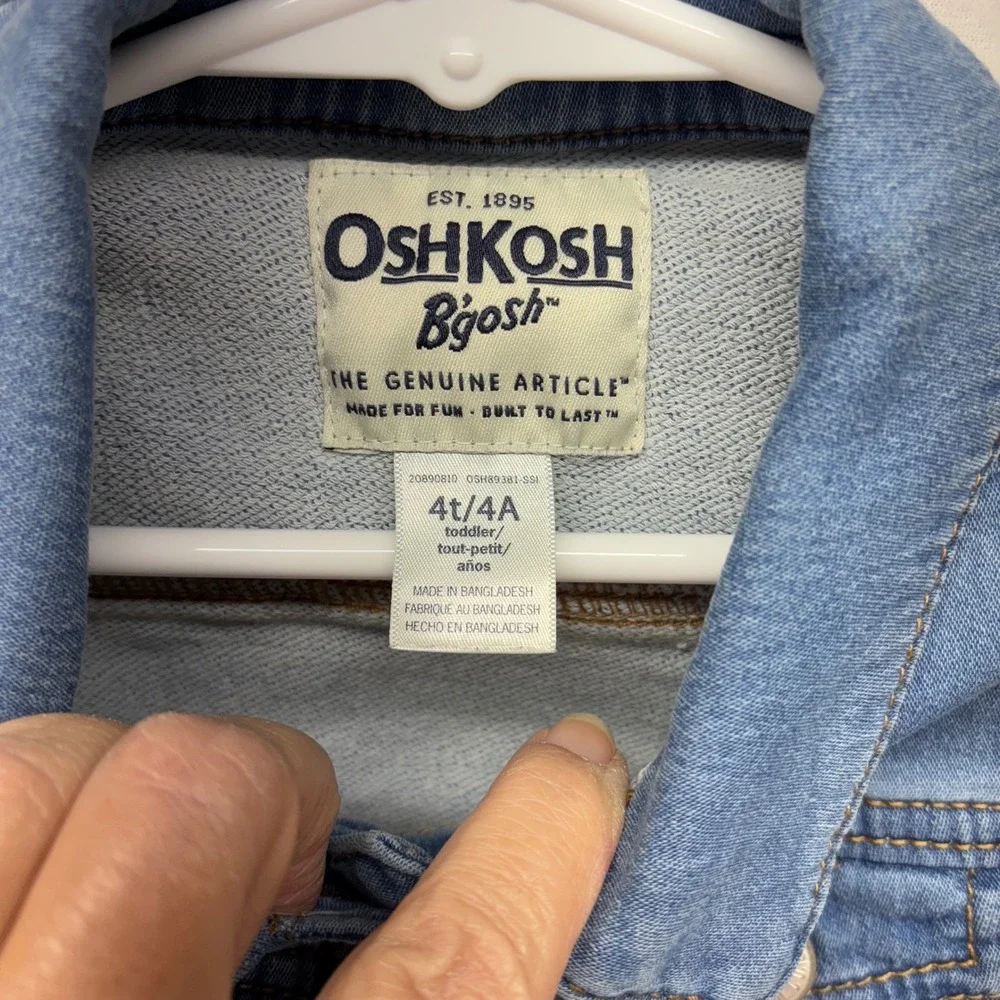 Oshkosh Bgosh Denim Jacket Toddler Girls Blue Jean‎ Trucker Style 4T